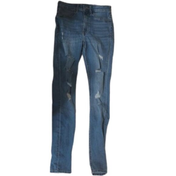 Destroyed Style Skinny Blue Jeans Size 4 - Picture 1 of 4